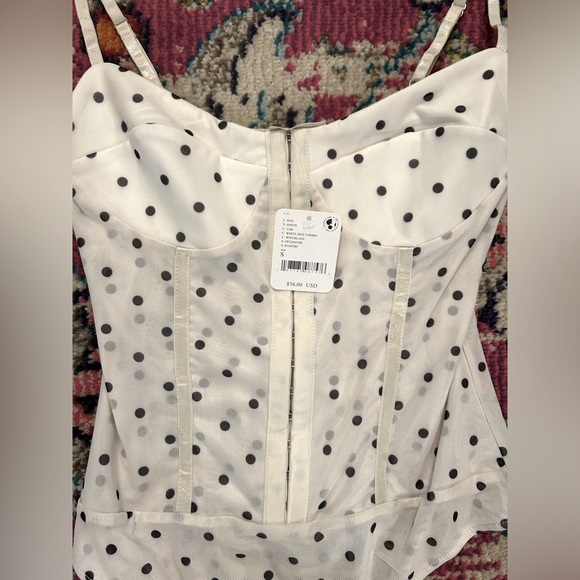 NWT Free People white dot combo body suit size S - Picture 2 of 9